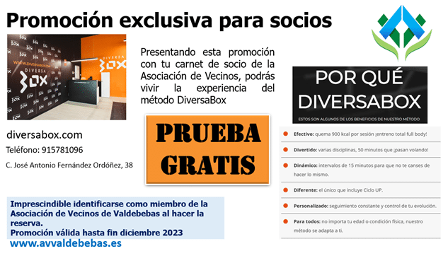 Promoción exclusiva socios Asociación de Vecinos de Valdebebas - DiversaBox