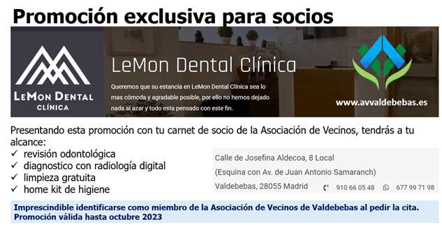 Promoción exclusiva socios Asociación de Vecinos de Valdebebas - LeMon Dental